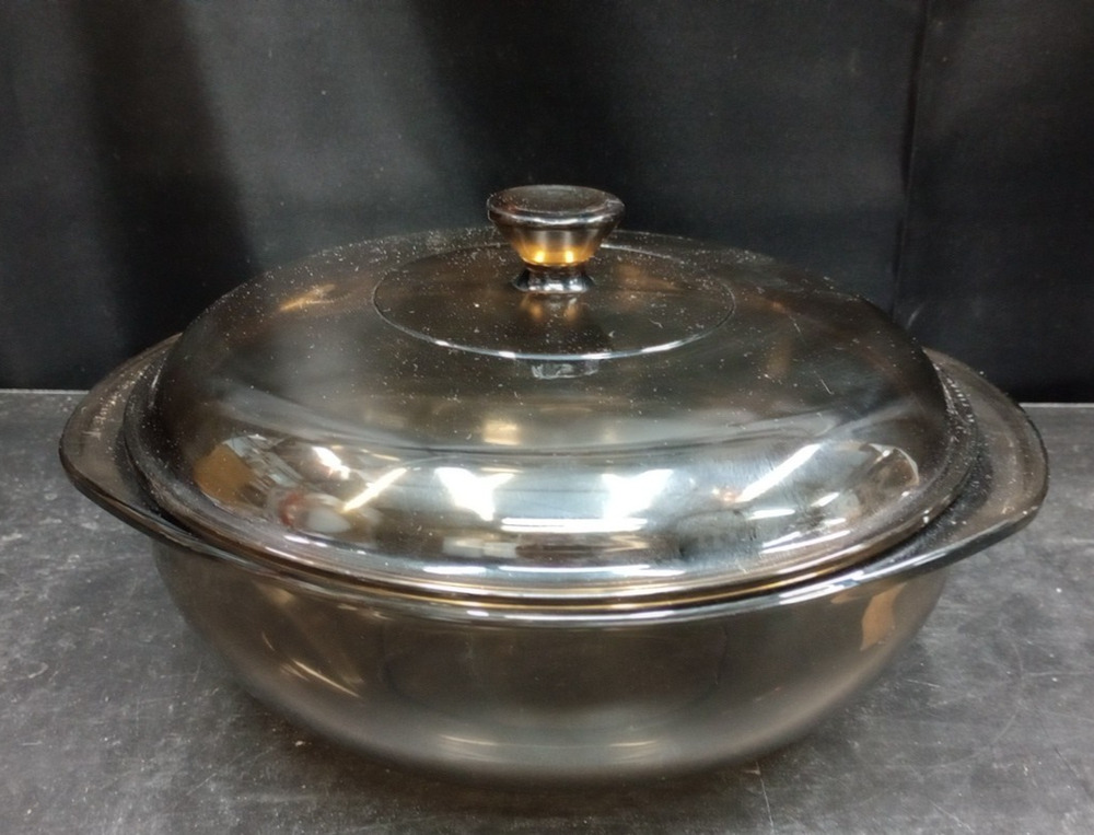 Pyrex Visions Brown 2 Qt Casserole Dish w/ Lid 024 Corning USA Vintage